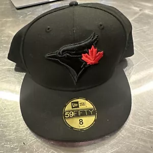New Era Toronto Blue Jays 59FIFTY Black on Black Red Leaf- Fitted Hat 5950 - Picture 1 of 3