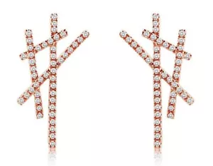 Halloween Regalo 1.38ct Diamante Redondo Natural 14k Sólido Oro Rosa Dormilonas - Imagen 1 de 3