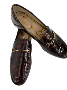 Sam Edelman Loraine Faux Patent Leather Loafers Tortoiseshell Gold Bit Size 10M - Picture 1 of 11