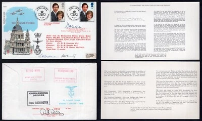 GB 1981 Royal Wedding FDC Cover. RAF Signed by Pilot, Reverend & others. Inserts - Image 1 of 4