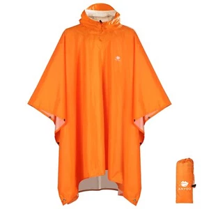 Waterproof Rain Poncho Lightweight Reusable Hiking Hooded Coat Jacket for Out... - Picture 1 of 8