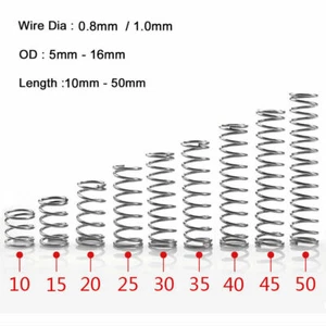10 Stück Drahtdurchmesser 0,8 mm / 1,0 mm 304 Edelstahl Druckfeder Außendurchmesser 5 mm-16 mm - Bild 1 von 4