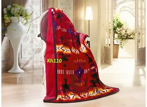 Navajo Print Throw Blanket Sherpa Southwest Native American Indian 50"x60"-Red - Picture 1 of 3