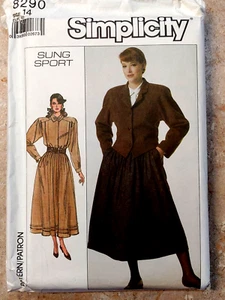 Vintage Pattern*Simplicity 8290*Size 14*UNCUT 80s semi-fit jacket skirt blouse - Picture 1 of 8