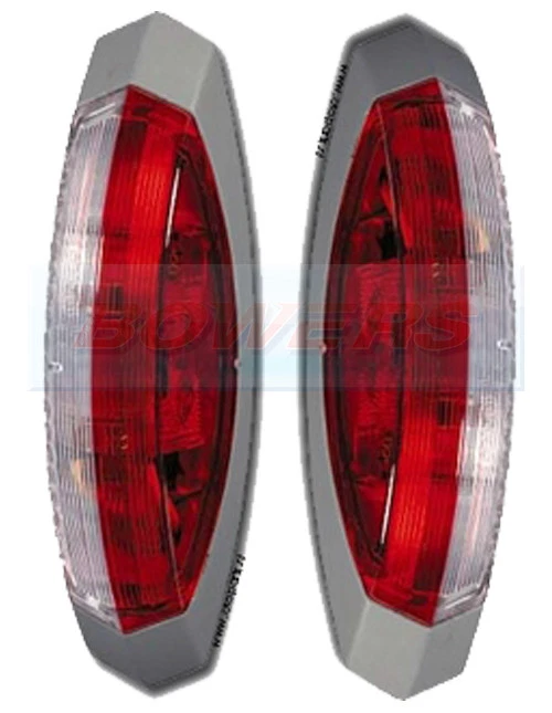 PAIR OF HELLA RED AND WHITE CLEAR SIDE END MARKER LAMPS LIGHTS CARAVAN MOTORHOME - Image 1 of 1