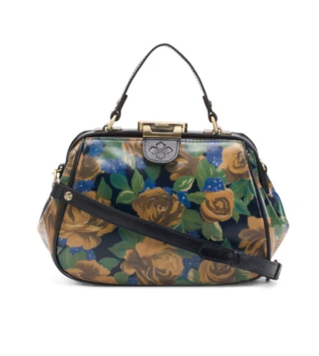 Patricia Nash Gracchi Frame Leath Blue Sky Rose Handbag Xbody Floral Blue New_ - Image 1 of 4