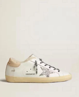 Golden Goose Women’s Superstar Shearling Size 40 White/Silver Glitter New. - Image 1 of 4