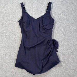 Roxanne Classics Bra Size One Piece Swimsuit Women's 16/38C Navy Blue Faux Wrap - Picture 1 of 9