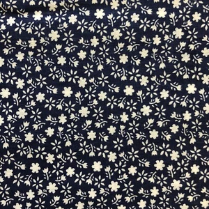 3 yd 26" Navy Blue White Tiny Small Floral Calico Print Cotton Fabric 35" wide - Picture 1 of 8