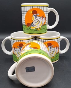 Vintage Interpur Barnyard Ente Kaffeetassen 4er Set Korea Neu aus altem Lagerbestand - Bild 1 von 8