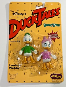 LOUIE & WEBBY Vintage Walt Disney Duck Tales Bendables von Just Toys NEU NOS NIP - Bild 1 von 4