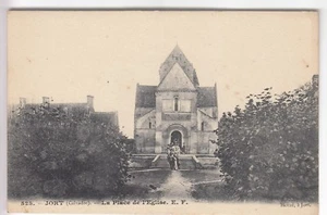 CPA JORT 14 - LA PLACE DE L'EGLISE CHURCH SORTIE DE LA MESSE ANIMEE 1910 ~C39 - Picture 1 of 2