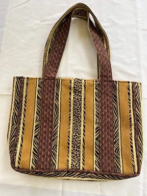 Bolso de Hombro Boho Pana con Tubería Leopardo Estampado Cebra Forrado Bolso de Mano Cartera Foto 1 de 4