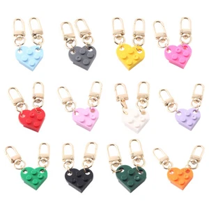 2Pcs Love Heart Brick Keychain for Couples Friendship Women Men Jewelry Gift - Picture 1 of 32