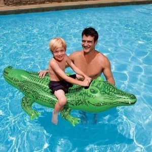 Fun Seat Ride Water Party Toys Swimming Ring Crocodile Inflatable Alligator - Picture 1 of 9