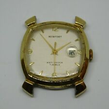 Vintage Newport 7 Jewels Gold Tone Wind-up Analog Men's Watch For Repairs