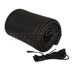 Breathable Leather DIY Car Steering Wheel Cover Black - Picture 1 of 6