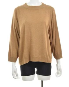 J Crew Womens Sweater Size S Light Brown Solid Crew Neck 3/4 Sleeve Wool Casual - Picture 1 of 5