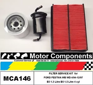 FILTER KIT for FORD FESTIVA WB WD B3 1.3 Litre B5 1.5 Litre 4/94-12/97 - Picture 1 of 2