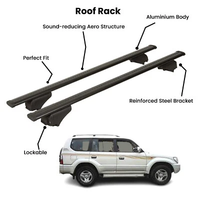 2 Pcs Black Cross Bars for  TOYOTA  LAND CRUISER PRADO SUV 1998-2002 - Image 1 of 4