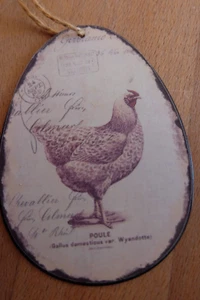 Oster Schild in Eiform Metall mit aufgedrucktem Motiv in französischer Sprache - Bild 1 von 1