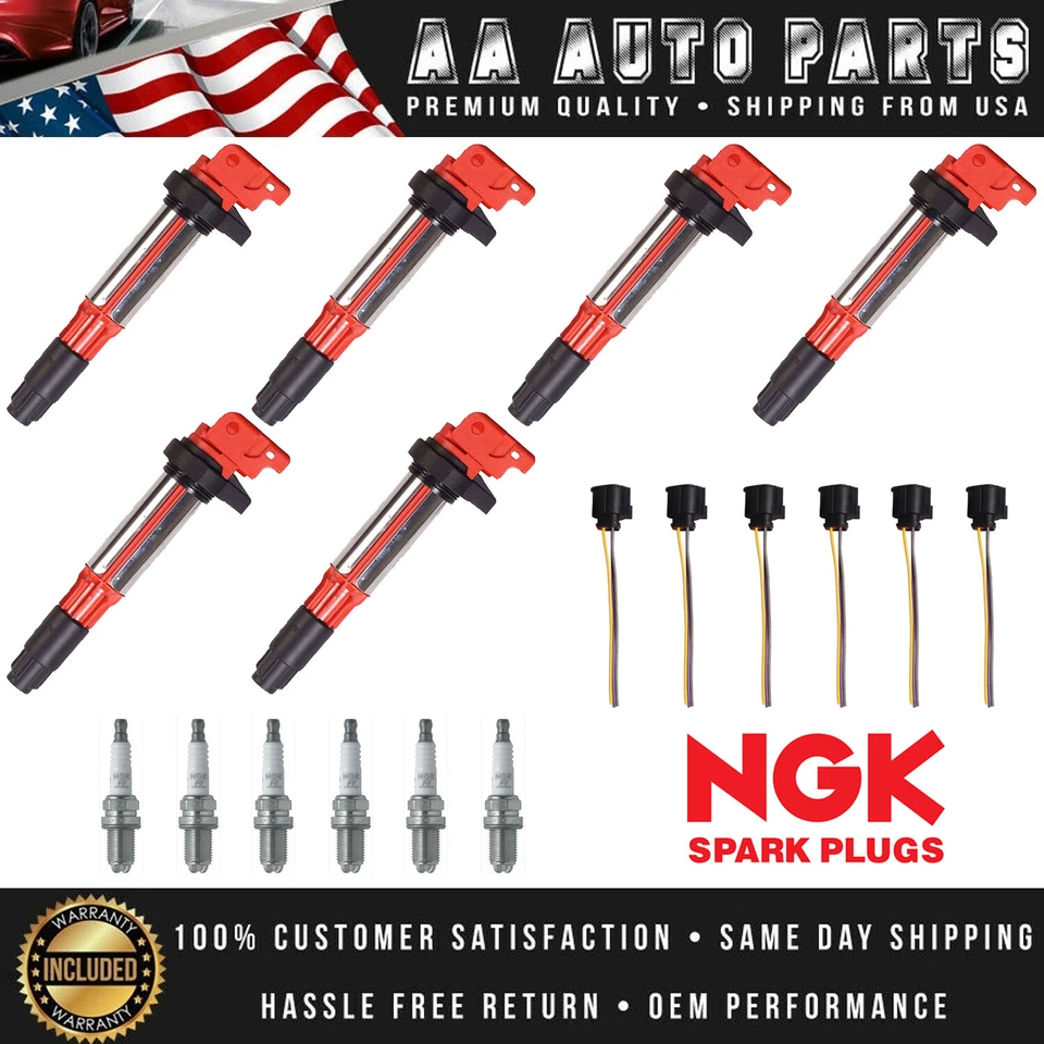 6 Energy Ignition Coil & Spark Plug & connectors for 2003-2006 BMW 330Ci 3.0L I6 - Image 1 of 1