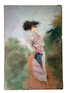 Antique French Impressionist Pastel on Canvas 1880's - Edouard MANET ? Portrait - Picture 1 of 24
