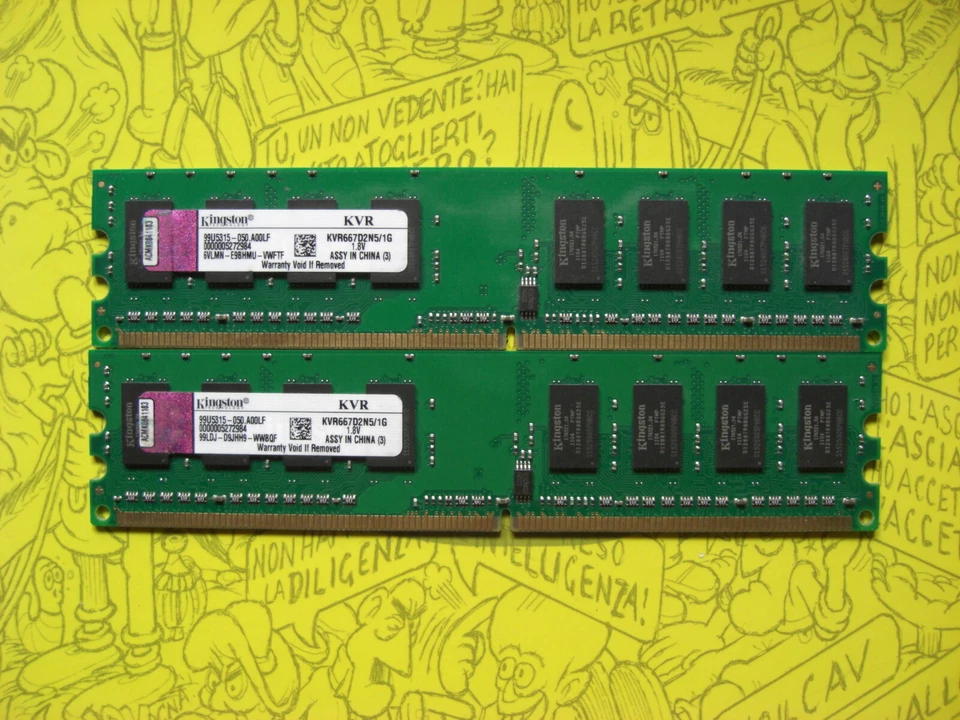 DUE RAM KINGSTON DA 1 GB  TOT.2 GB  KVR667D2N5/1G  DDR3 - Immagine 1 di 1