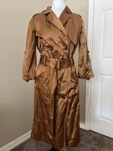 Nicole Miller Collection Double Breasted Brown Belted Trench Coat Size Medium - Picture 1 of 24