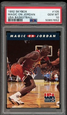 1992 Skybox MICHAEL JORDAN “Magic On Jordan” EUA Basquete PSA 10 GEM ESTADO PERFEITO - Imagem 1 de 2