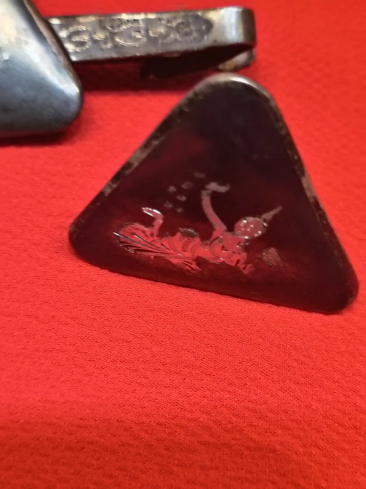 Juego de gemelos y clips de corbata Siam vintage de plata de ley Foto 1 de 4