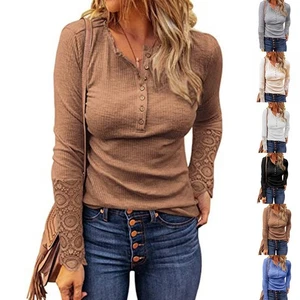 Fashion Forward Women's T shirt with Lace Sleeves for Casual Occasions - Picture 1 of 15
