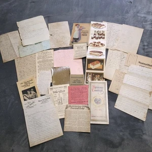Vintage Konvolut handgeschriebene Rezepte und Notizen Anfang 1900 Werbung - Bild 1 von 8