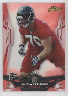 2014 Topps Finest Red Refractor /50 Jake Matthews #136 Rookie RC - Image 1 of 2