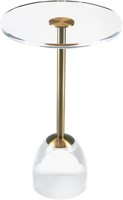 Acrylic Side Table, Acrylic End Table, Clear round Side Table with Brass-Colored - Image 1 of 4