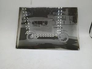 Antique Photo Glass Negative Of A Very Old Car 4"X6" - Picture 1 of 5