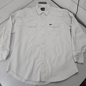 Wrangler Mens 2XLT Pearl Snap Shirt Long Sleeve Beige Western Cowboy EUC - Picture 1 of 11