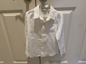 Janie & Jack White 100% Linen Button Down Shirt. Boys Size 4. With Sleeve Tabs - Picture 1 of 4