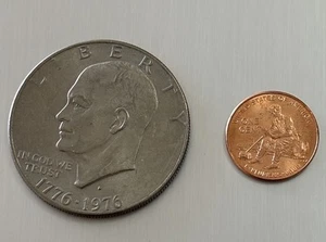 1776-1976 D Bicentennial Eisenhower Dollar & Bicentennial 2009 Lincoln Penny BB - Picture 1 of 5