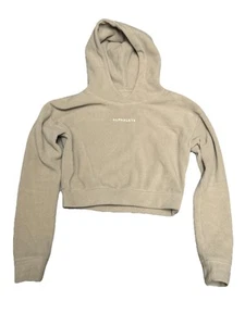 Neu ohne Etikett XS Alphalete Damenpullover beige Cropped Fleece Teddy Hoodie bequem - Bild 1 von 3