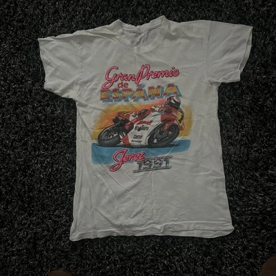 Camiseta única dueña original vintage JEREZ 1991 Gran Premio de España motoGP mediana  - Imagen 1 de 4