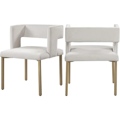 Meridian Furniture Caleb Cream Velvet Dining Chair (Set of 2)