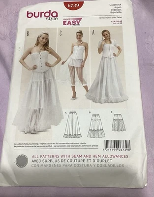 Burda 6739 Petticoat 3 looks Midi Long Underskirt Pattern sz 10-20 Euro sz 36-46 - Image 1 of 4