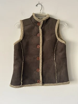 Chaleco para mujer Boden imitación gamuza Sherpa forrado de piel de oveja talla pequeña Western Chic Foto 1 de 4