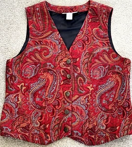 Serengeti Women's Size LARGE Vest Retro Print Multicolor Vintage Tapestry MINT! - Picture 1 of 5