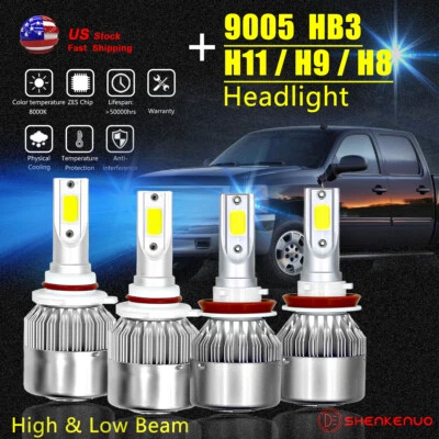 For Chevrolet Silverado 3500 HD 2012-2018 Ice Blue LED Headlight Bulb 9005+ H11 - Image 1 of 4