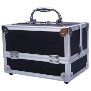 Aluminium Make-up Zug Etui Schmuckkästchen Kosmetik Organizer mit Spiegel Schwarz USA - Bild 1 von 22