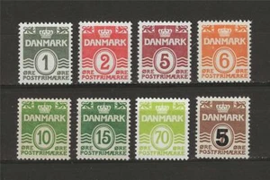 Denmark 1933-50 Sc# 220/ 318 numerals at value 8 stamps MNH - Picture 1 of 1