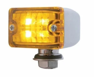 4 luces LED ámbar pequeñas rectangulares cromadas con lente ámbar - 12 V - Hot Rat Rod - Imagen 1 de 1