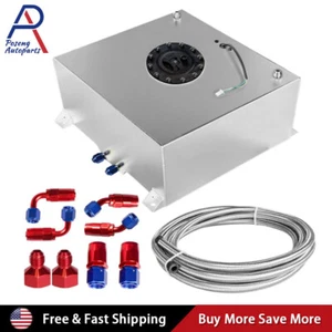 15 Gallon 60L Fuel Cell Tank with Cap/Level Sender/12FT AN6 Oil Feed Line Silver - Picture 1 of 9